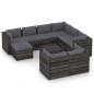 10-tlg. Garten-Lounge-Set mit Kissen Grau Imprägniertes Holz 10-tlg. Garten-Lounge-Set mit Kissen Grau Imprägniertes Holz
