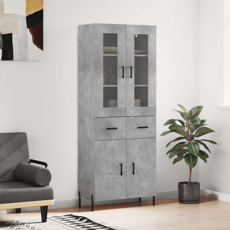 Highboard Betongrau 69,5x34x180 cm Holzwerkstoff Highboard Betongrau 69,5x34x180 cm Holzwerkstoff