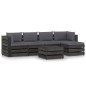 6-tlg. Garten-Lounge-Set mit Kissen Grau Imprägniertes Holz 6-tlg. Garten-Lounge-Set mit Kissen Grau Imprägniertes Holz