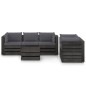 6-tlg. Garten-Lounge-Set mit Kissen Grau Imprägniertes Holz