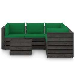 vidaXL 6-tlg. Garten-Lounge-Set mit Kissen Grau Imprägniertes Holz