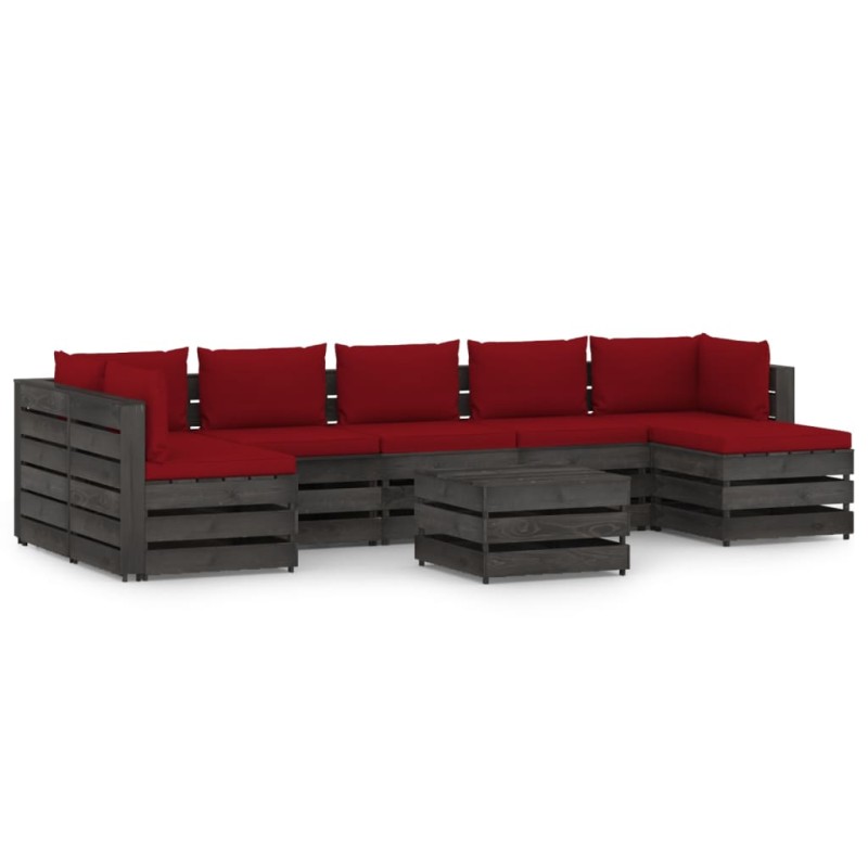 8-tlg. Garten-Lounge-Set mit Kissen Grau Imprägniertes Holz 8-tlg. Garten-Lounge-Set mit Kissen Grau Imprägniertes Holz