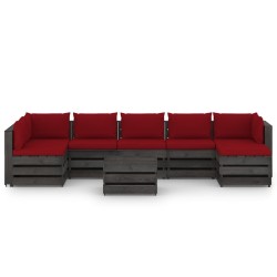 8-tlg. Garten-Lounge-Set mit Kissen Grau Imprägniertes Holz