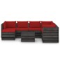 8-tlg. Garten-Lounge-Set mit Kissen Grau Imprägniertes Holz 8-tlg. Garten-Lounge-Set mit Kissen Grau Imprägniertes Holz