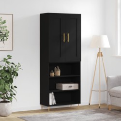 Highboard Schwarz 69,5x34x180 cm Holzwerkstoff