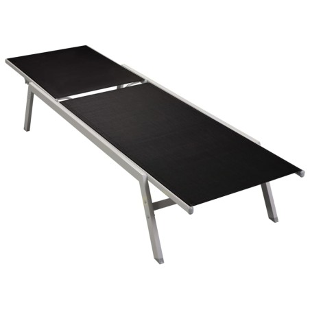 vidaXL Sonnenliege Stahl und Textilene Schwarz
