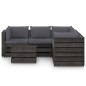 6-tlg. Garten-Lounge-Set mit Kissen Grau Imprägniertes Holz 6-tlg. Garten-Lounge-Set mit Kissen Grau Imprägniertes Holz