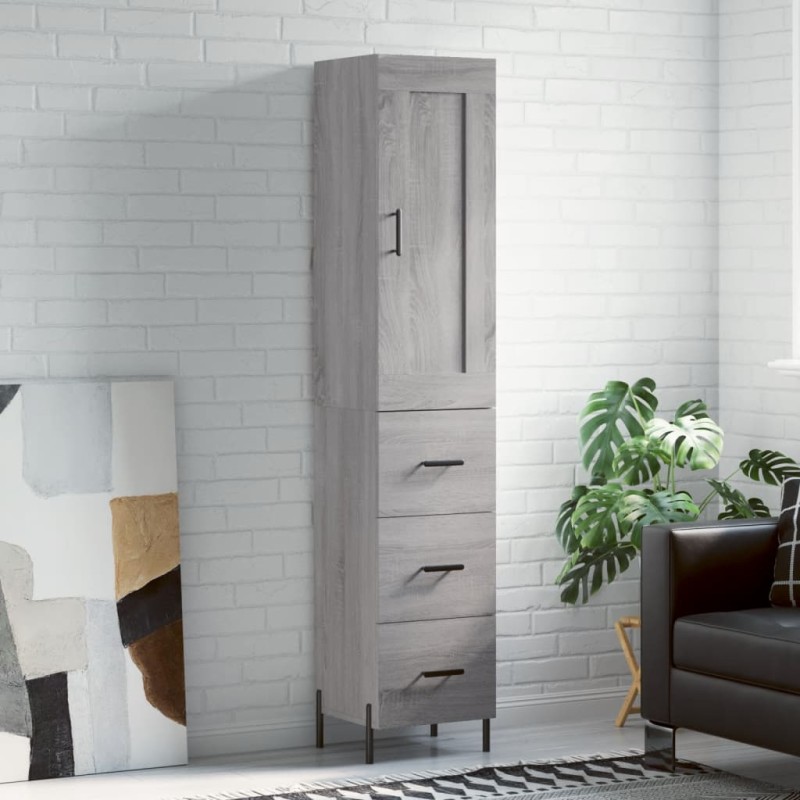 Highboard Grau Sonoma 34,5x34x180 cm Holzwerkstoff Highboard Grau Sonoma 34,5x34x180 cm Holzwerkstoff