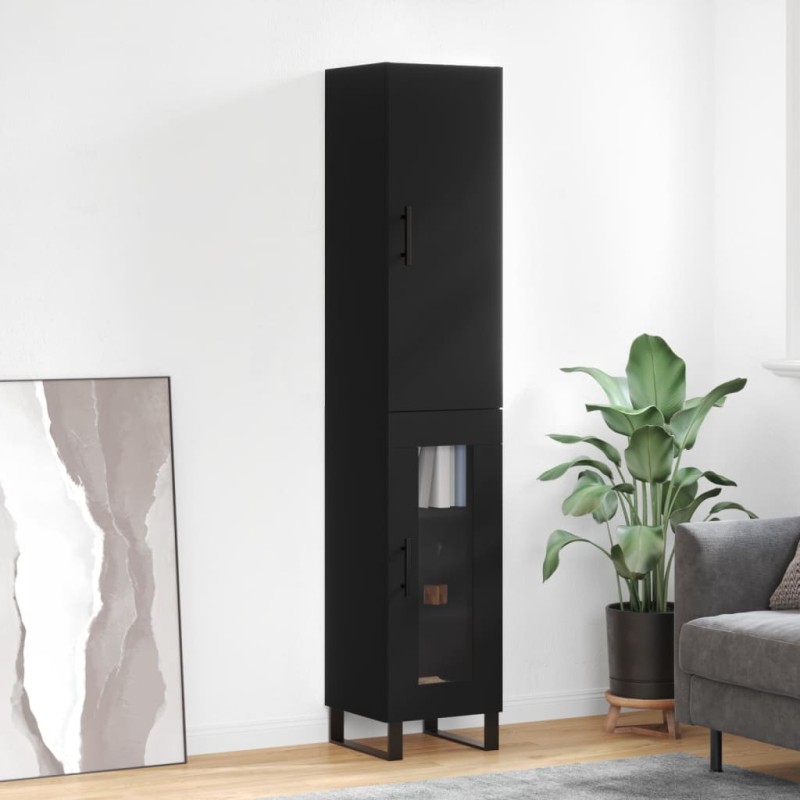 Highboard Schwarz 34,5x34x180 cm Holzwerkstoff Highboard Schwarz 34,5x34x180 cm Holzwerkstoff