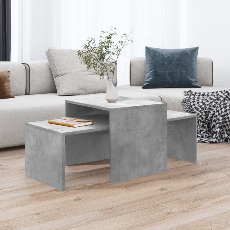 Couchtisch-Set Betongrau 100x48x40 cm Holzwerkstoff Couchtisch-Set Betongrau 100x48x40 cm Holzwerkstoff