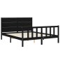 Massivholzbett mit Kopfteil Schwarz 160x200 cm Massivholzbett mit Kopfteil Schwarz 160x200 cm