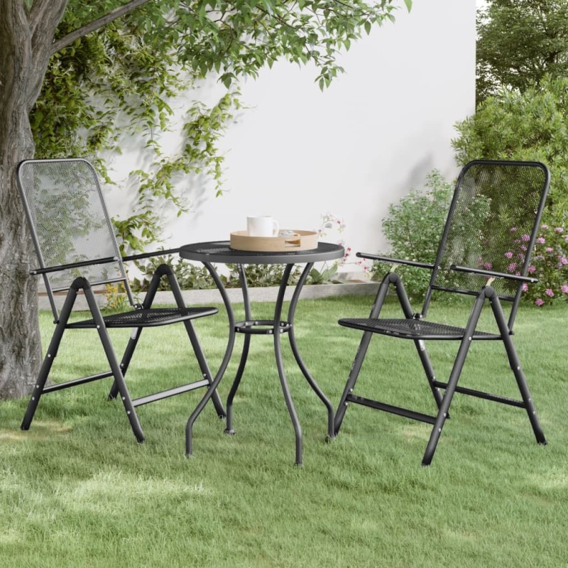 vidaXL Klappbare Gartenstühle 2 Stk. Streckgitter Anthrazit vidaXL Klappbare Gartenstühle 2 Stk. Streckgitter Anthrazit
