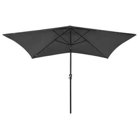 vidaXL Sonnenschirm mit LEDs und Stahl-Mast Anthrazit 2x3 m