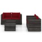 6-tlg. Garten-Lounge-Set mit Kissen Grau Imprägniertes Holz 6-tlg. Garten-Lounge-Set mit Kissen Grau Imprägniertes Holz