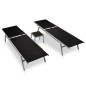 Sonnenliegen 2 Stk. mit Tisch Stahl und Textilene Schwarz Sonnenliegen 2 Stk. mit Tisch Stahl und Textilene Schwarz
