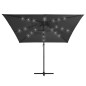 Ampelschirm mit LED-Leuchten und Stahlmast 250x250cm Anthrazit Ampelschirm mit LED-Leuchten und Stahlmast 250x250cm Anthrazit