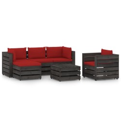 vidaXL 6-tlg. Garten-Lounge-Set mit Kissen Grau Imprägniertes Holz