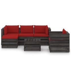 vidaXL 6-tlg. Garten-Lounge-Set mit Kissen Grau Imprägniertes Holz