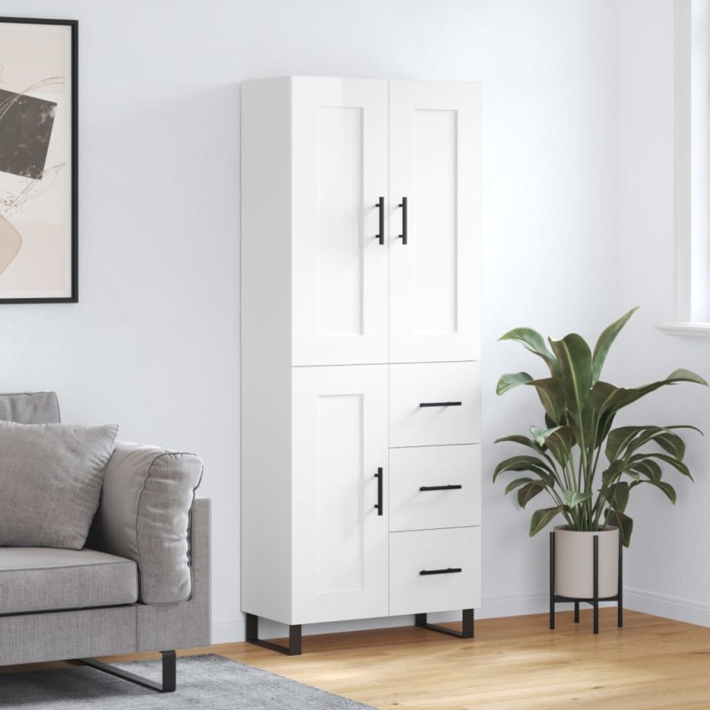 Highboard Hochglanz-Weiß 69,5x34x180 cm Holzwerkstoff Highboard Hochglanz-Weiß 69,5x34x180 cm Holzwerkstoff