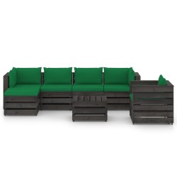 7-tlg. Garten-Lounge-Set mit Kissen Grau Imprägniertes Holz