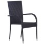 vidaXL Stapelbare Gartenstühle 2 Stk. Poly Rattan Schwarz vidaXL Stapelbare Gartenstühle 2 Stk. Poly Rattan Schwarz