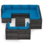 10-tlg. Garten-Lounge-Set mit Kissen Grau Imprägniertes Holz
