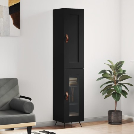 Highboard Schwarz 34,5x34x180 cm Holzwerkstoff