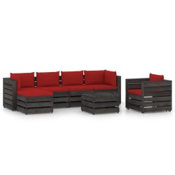 vidaXL 7-tlg. Garten-Lounge-Set mit Kissen Grau Imprägniertes Holz