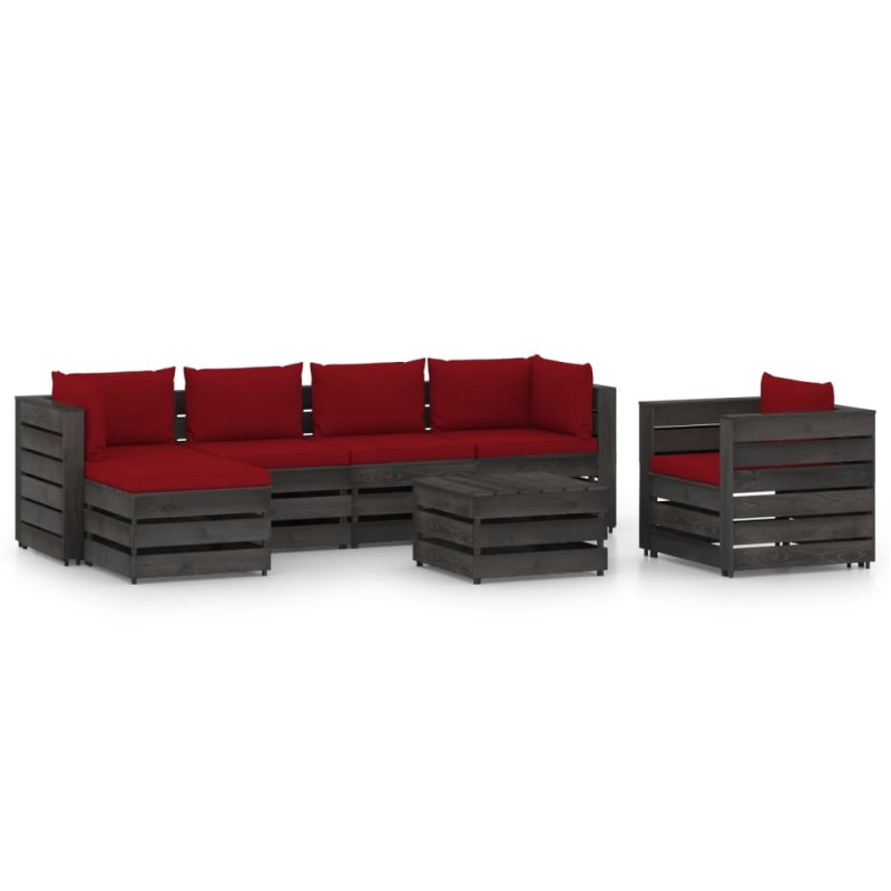 7-tlg. Garten-Lounge-Set mit Kissen Grau Imprägniertes Holz 7-tlg. Garten-Lounge-Set mit Kissen Grau Imprägniertes Holz