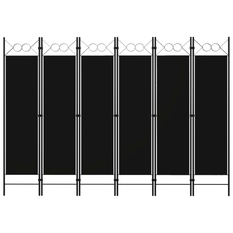 6-tlg. Raumteiler Schwarz 240 x 180 cm 6-tlg. Raumteiler Schwarz 240 x 180 cm