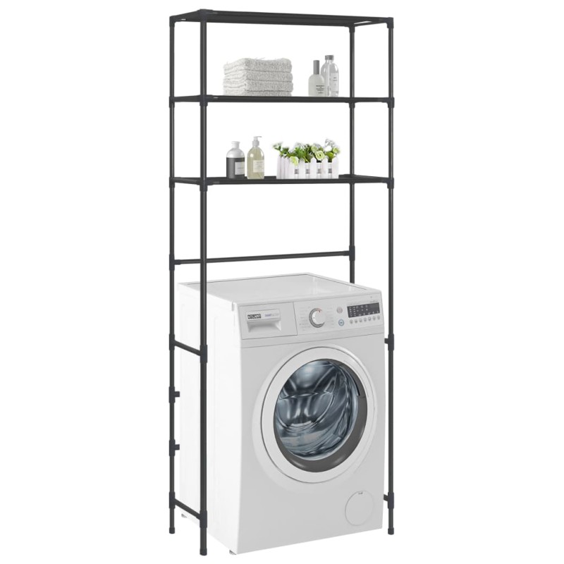 vidaXL Waschmaschinenregal 3 Ablagen Schwarz 69x28x169 cm vidaXL Waschmaschinenregal 3 Ablagen Schwarz 69x28x169 cm