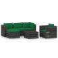 6-tlg. Garten-Lounge-Set mit Kissen Grau Imprägniertes Holz