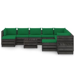 12-tlg. Garten-Lounge-Set mit Kissen Grau Imprägniertes Holz