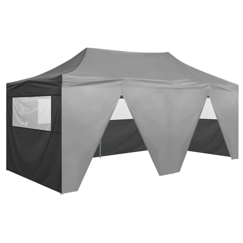 Profi-Partyzelt Faltbar mit 4 Seitenwänden 3×6m Stahl Anthrazit Profi-Partyzelt Faltbar mit 4 Seitenwänden 3×6m Stahl Anthrazit