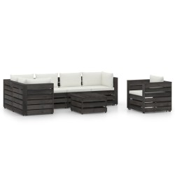 vidaXL 7-tlg. Garten-Lounge-Set mit Kissen Grau Imprägniertes Holz