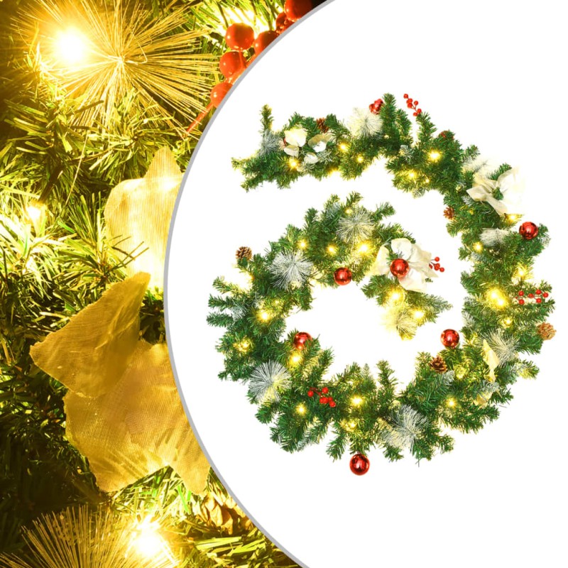 Weihnachtsgirlande mit LED-Lichtern Grün 2,7 m PVC Weihnachtsgirlande mit LED-Lichtern Grün 2,7 m PVC