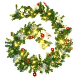 Weihnachtsgirlande mit LED-Lichtern Grün 2,7 m PVC