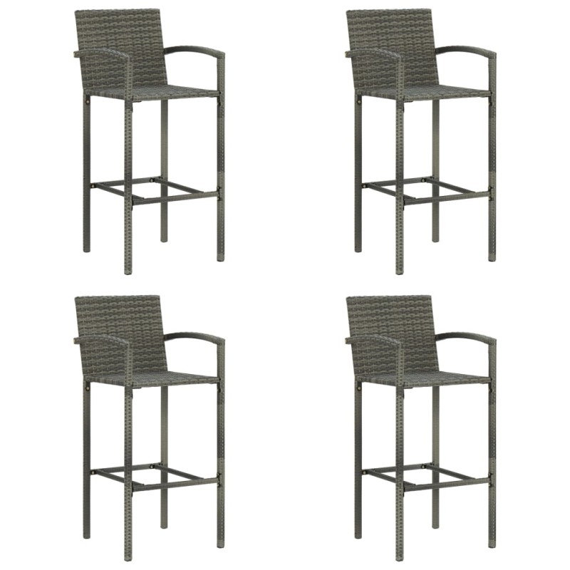 Barhocker 4 Stk. Grau Poly Rattan Barhocker 4 Stk. Grau Poly Rattan