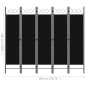 vidaXL 5-tlg. Raumteiler Schwarz 200 x 180 cm vidaXL 5-tlg. Raumteiler Schwarz 200 x 180 cm