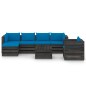 7-tlg. Garten-Lounge-Set mit Kissen Grau Imprägniertes Holz 7-tlg. Garten-Lounge-Set mit Kissen Grau Imprägniertes Holz