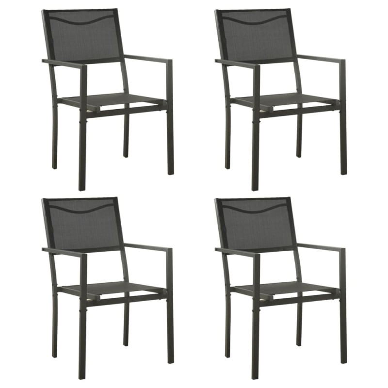 Gartenstühle 4 Stk. Textilene und Stahl Schwarz und Anthrazit Gartenstühle 4 Stk. Textilene und Stahl Schwarz und Anthrazit