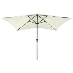 Sonnenschirm mit LEDs und Stahl-Mast Sandfarben 2x3 m