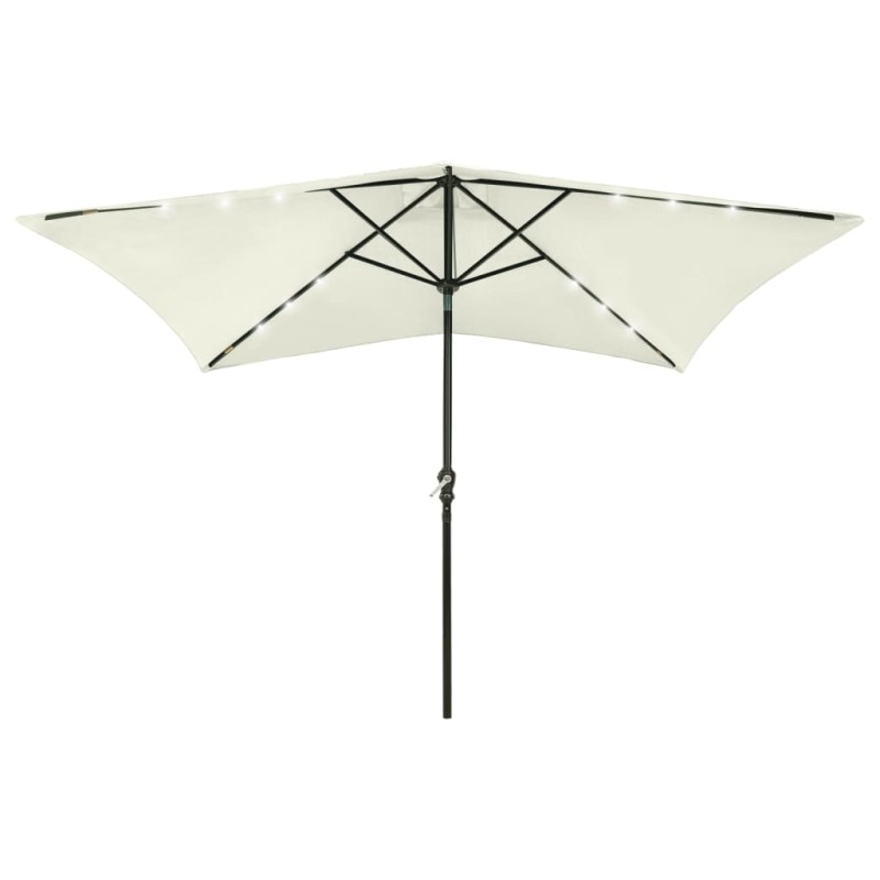 Sonnenschirm mit LEDs und Stahl-Mast Sandfarben 2x3 m Sonnenschirm mit LEDs und Stahl-Mast Sandfarben 2x3 m