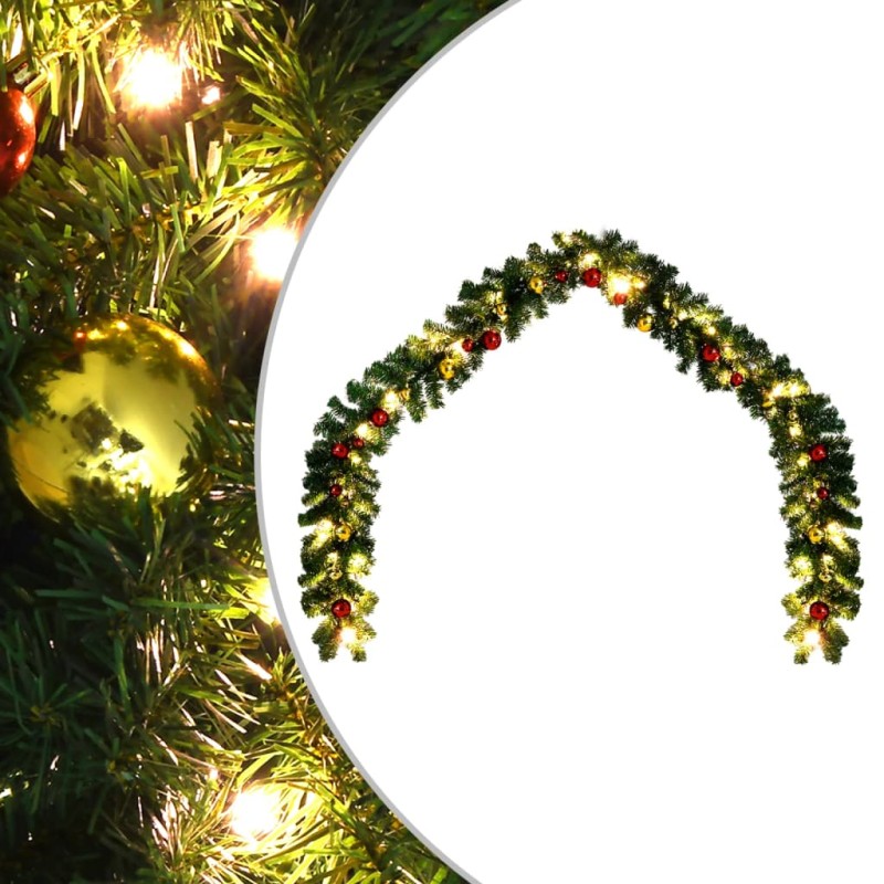 Weihnachtsgirlande Geschmückt mit Kugeln und LED-Lichtern 10 m Weihnachtsgirlande Geschmückt mit Kugeln und LED-Lichtern 10 m