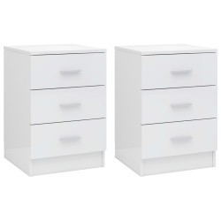 vidaXL Nachttische 2 Stk. Hochglanz-Weiß 38x35x56 cm Holzwerkstoff