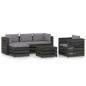 6-tlg. Garten-Lounge-Set mit Kissen Grau Imprägniertes Holz 6-tlg. Garten-Lounge-Set mit Kissen Grau Imprägniertes Holz