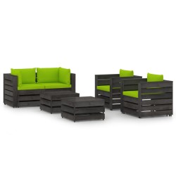 vidaXL 6-tlg. Garten-Lounge-Set mit Kissen Grau Imprägniertes Holz