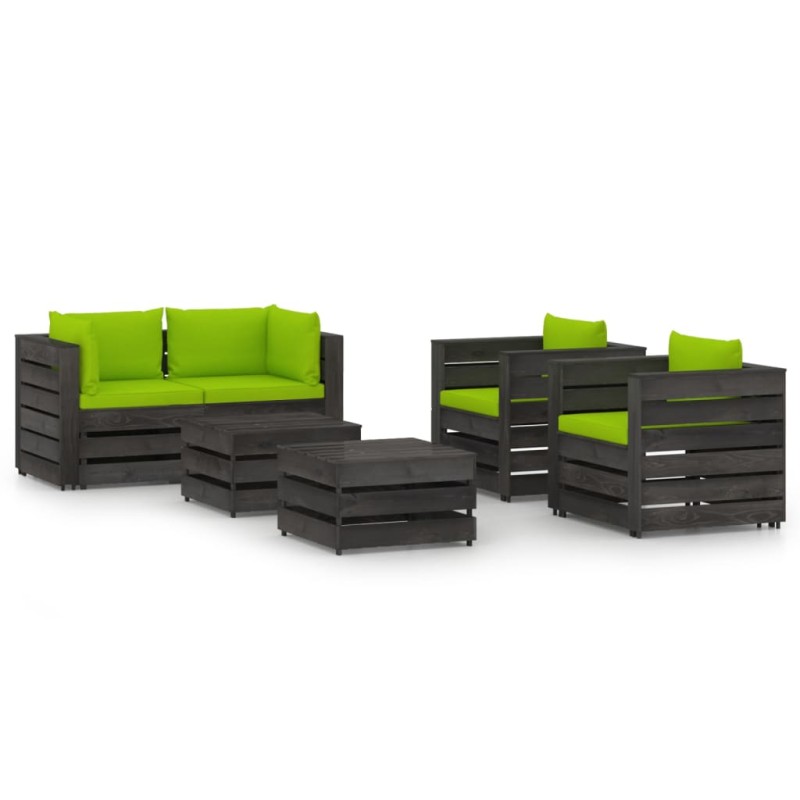 vidaXL 6-tlg. Garten-Lounge-Set mit Kissen Grau Imprägniertes Holz vidaXL 6-tlg. Garten-Lounge-Set mit Kissen Grau Imprägniertes Holz