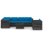 7-tlg. Garten-Lounge-Set mit Kissen Grau Imprägniertes Holz 7-tlg. Garten-Lounge-Set mit Kissen Grau Imprägniertes Holz