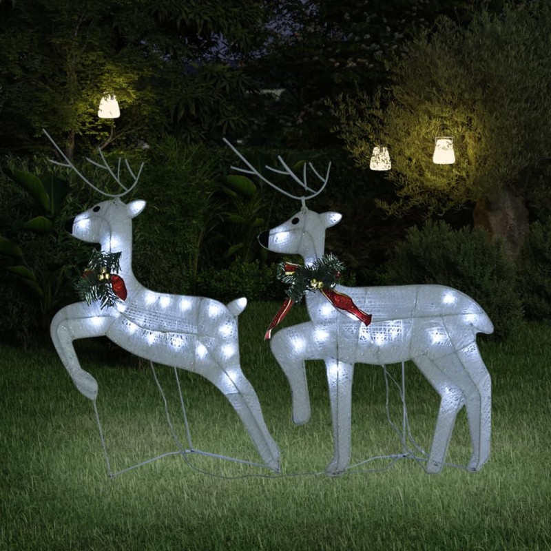 LED-Rentiere 2 Stk. Weiß 40 LEDs LED-Rentiere 2 Stk. Weiß 40 LEDs